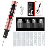 Cordless Engraving Pen with 3 Speeds, 30 Bits, 16 Stencils, for Rocks, Wood, Glass, etc. Kentfaith
