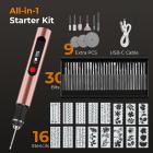 Cordless Engraving Pen with 3 Speeds, 57-in-1 Kit with 30 Bits, 16 Stencils, 6 Grinding Stones, 3 Cutting Wheels, for Rocks, Wood, Glass, etc. Kentfaith