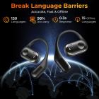 Kentfaith Real Time Translation Earbuds, 150 Languages/Accents, Free Offline Support, Video and Voice Call Translation, Open Ear Style, for Travel, Work, Learning, Kentfaith