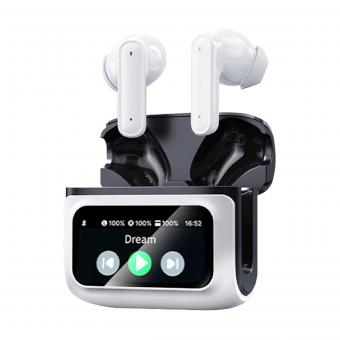 Real-Time Translator Earbuds, 2-Way, 132 Languages/Accents, Voice/Video Call Translation, AI Note Taker, LCD Touchscreen Kentfaith