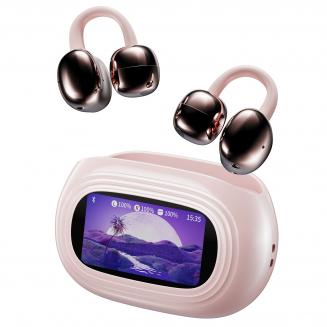 Cuffie a clip con traduzione AI in tempo reale, 150 lingue/accenti, traduzione offline gratuita, traduzione di chiamate vocali e video, touch screen LCD, auricolari a clip, Kentfaith