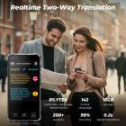 AI oversætter enhed, Ingen WiFi nødvendig, 142 sprog stemme øjeblikkelig tovejs online oversætter, Offline / optagelse / foto oversættelse til forretningsrejser, 16GB + 128GB lagring, Bluetooth 4.0, KentFaith
