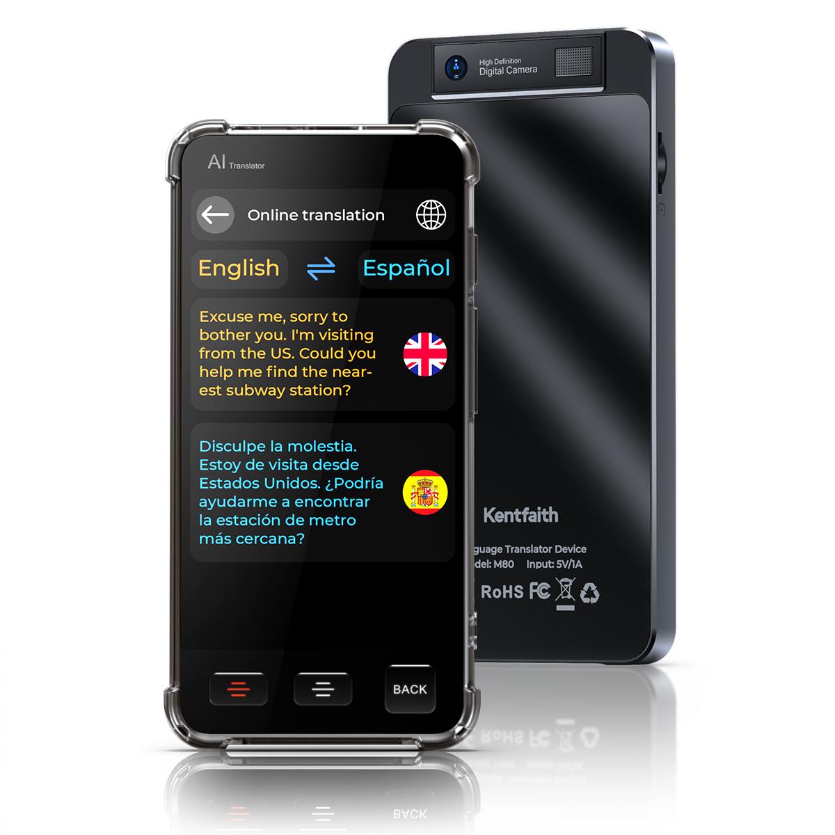 Remote Tranlator AI Translator Device, No WiFi Needed, 142 Languages Voice Instant Two ...