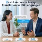 Real-time Translator Earbuds with 150 Languages, Offline Translation, Video & Voice Call Translation, 40H Battery Life, Clip-on Design, Kentfaith
