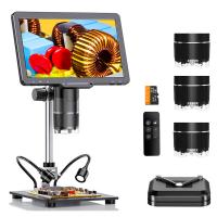 3 Lens Digital Microscope with 10.1" Screen, 1000X, 1500X & 2500X Magnification for Coin, Soldering, Labs, Kentfaith Digital Microscopes