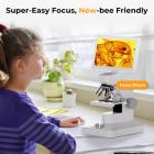 Compound Microscope with 7in Screen for Students, Schools, Adults, 80X-1600X Magnification, WiFi & USB Connection, Rechargeable Battery & 8G+32G Memory Card Included
