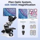 Compound Microscope for Laboratory, Professionals, Research, with lnfinity-corrected Plan Optics, 40x-1000x Magnification, 5W Koehler System, Kentfaith