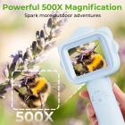 2.4인치 스크린 핸드헬드 현미경, 500배 확대, 1080P 사진 및 동영상 촬영 가능, 3-12세 남녀 아동용, Kentfaith