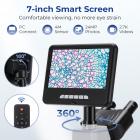 7인치 화면, 40X-1000X 배율, 2.7K 동영상 및 24MP 사진 촬영 가능, PC 연결 및 리모컨 지원, Kentfaith 복합 현미경