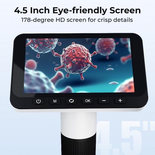 디지털 핸드헬드 현미경, 4.5인치 IPS 화면, 분리 가능한 베이스, 1000배 확대, 12MP 사진 촬영, 1080P 동영상, Kentfaith