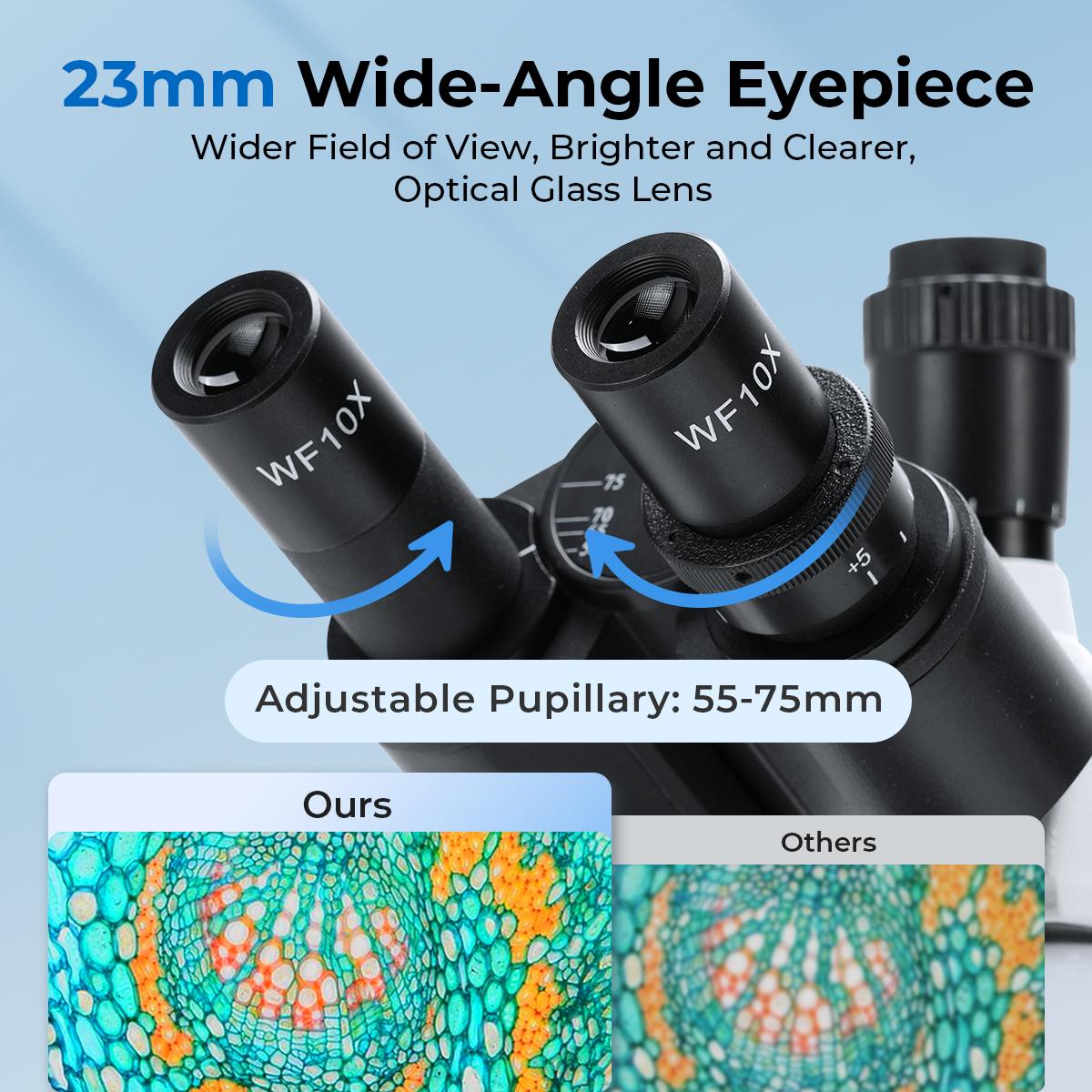Compound Microscope with 7in Display, 40X-5000X Magnification, 195 ...