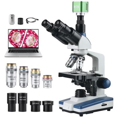 Microscopio Compuesto con Cámara 4K, Aumento 40X-2500X, Conexión a PC, Sistema Óptico Planar, Platina Mecánica, Kentfaith