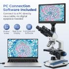 Microscopio Compuesto con Pantalla Inteligente de 11.6 Pulgadas, Aumento de 40X-2500X, Conexión a PC, Sistema Óptico Planar, Platina Mecánica, Kentfaith