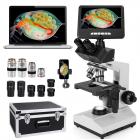 Darkfield Microscope with 7in Screen, 40X-2500X Magnification, Capture 2K Videos 24MP Photos, 195 Achromatic Objectives, HDMI Output, for Labs, Clinics, Ranches, Kentfaith