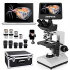 Darkfield Microscope with 7in Screen, 40X-2500X Magnification, 5MP Camera for Photos & Videos, 195 Achromatic Objectives, Double-layer Mechanical Stage, Kentfaith