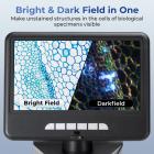 Darkfield Microscope with 7in Screen, 40X-2500X Magnification, 5MP Camera for Photos & Videos, 195 Achromatic Objectives, Double-layer Mechanical Stage, Kentfaith