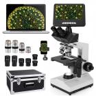 Darkfield Microscope with 7in Screen, 40X-2500X Magnification, Capture 2K Videos 24MP Photos, 195 Achromatic Objectives, HDMI Output, for Labs, Clinics, Ranches, Kentfaith