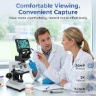 Darkfield Microscope with 7in Screen, 40X-2500X Magnification, Capture 2K Videos 24MP Photos, 195 Achromatic Objectives, HDMI Output, for Labs, Clinics, Ranches, Kentfaith