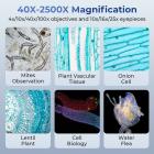 Darkfield Microscope with 7in Screen, 40X-2500X Magnification, Capture 2K Videos 24MP Photos, 195 Achromatic Objectives, HDMI Output, for Labs, Clinics, Ranches, Kentfaith