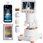Compound Microscope for Kids with 4.3in Screen, 80X to 800X, WiFi Connection, Dual Light Sources, 1080P Videos, 32GB Card Included, Kentfaith