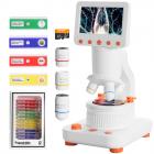 Compound Microscope for Kids with 4.3in Screen, 80X to 800X, WiFi Connection, Dual Light Sources, 1080P Videos, 32GB Card Included, Kentfaith