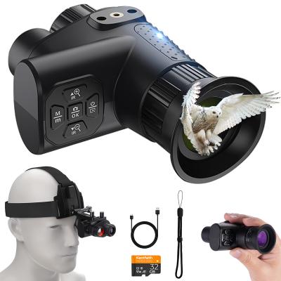 4K Visión Nocturna Monocular Montable en la Cabeza, Alcance de Visión Nocturna 400M/1312, Pantalla Interna HD, Zoom 8X, Tarjeta de 32GB Incluida, Tamaño Mini, para Caza, Observación de Vida Silvestre, Kentfaith