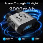 4K Night Vision Goggles with Holographic Display, Infrared Binoculars with 400m / 1314FT Range, 9000mAh Battery, Flashlight & Backlit Buttons, for Hunting, Camping, Wildlife Observation, Kentfaith
