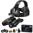 3D VR Night Vision Binoculars with Rangefinder, 4K Videos and 36MP Photos, Dual Display, 400M/1312FT IR Night Vision, Head-Mounted, 32GB Card Included, Kentfaith