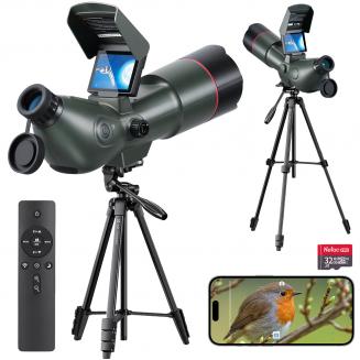4K-tähtäinkiikari kameralla, suuritehoinen monokulaari 30MP HD-kuvalla, 3 tuuman ulkonäyttö, lintujen tarkkailuun, kuuhun ja tähtiin, 1,5 m/59,4 tuuman alumiininen ammattilaisjalusta mukana, Kentfaith