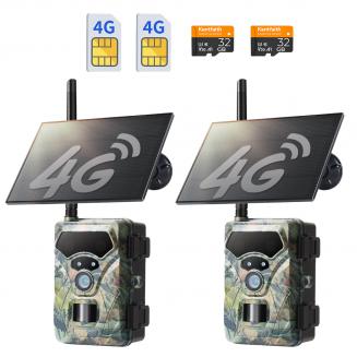 4G-riistakamera livekuvalla, 1080P-videot, 36 MP:n valokuvat, 3 W:n aurinkopaneeli, 0,3 s nopea liipaisin, 65 ft:n yönäkö, IP68-vesitiivis, 2 kpl:n paketti, Kentfaith