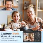 8K digitalt kamera til fotografering, 8X optisk zoom, dobbelt objektiv til selfie og dobbelt optagelse, indbygget WiFi, autofokus Vlogging kamera til YouTube, nybegyndere, teenagere, KentFaith
