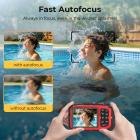 5M 4K Waterproof Digital Camera, 64MP Auto Focus, Fill Light, 2.4in IPS Display, Selfie Mirror, 32GB Card Included, Under Water Camera for Snorkeling, Pool, Beach, Kentfaith