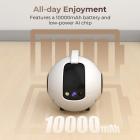 2K Robotkamera, WiFi Fjernbetjening 360 ° Hjemmepatrulje, 2-vejs Talk, 6 Spilletilstande, Fuldfarvet Natsyn, 1000mAh Batteri, Til Kæledyr, Hjem
