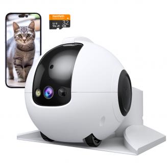 2K Robot Camera, WiFi Remote Control 360°  Home Patrol, 2-way Talk, 6 Play Modes, Full-color Night Vision, Auto-recharge, For Pets, Home