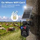 4G Solar Security Camera med Triple Objektiver, Dual PIR Sensorer, 2K Live View, 15X Hybrid Zoom, 12000mAh Batteri, 6W Solpanel, Til Udendørs Stort Område Monitor, KentFaith
