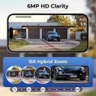 4G Solar Security Camera med Triple Objektiver, Dual PIR Sensorer, 2K Live View, 15X Hybrid Zoom, 12000mAh Batteri, 6W Solpanel, Til Udendørs Stort Område Monitor, KentFaith

