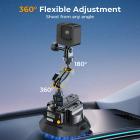 Camera Suction Cup Mount with Magic Arm, Dual Ball Head 360°  Adjustment, 1/4" & 3/8" Mounting Holes, Quick Release NATO, for Action Camera, DSLR Cameras, Fill Light, Microphone, Monitor, Kentfaith