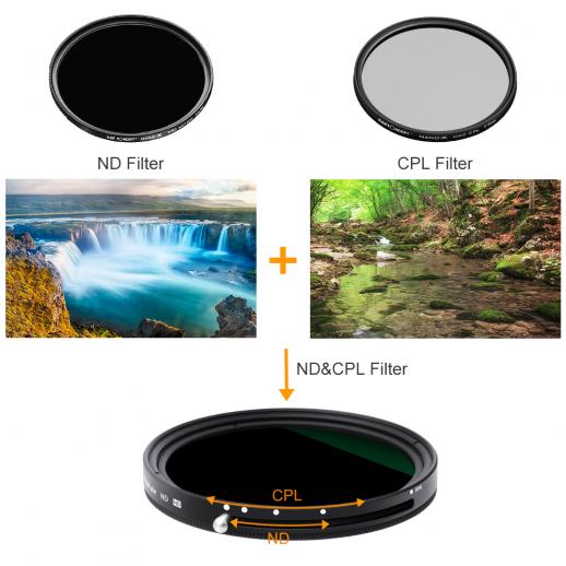 K&F Concept 72mm Variable ND Filter+CPL Circular Polarising Polarizer