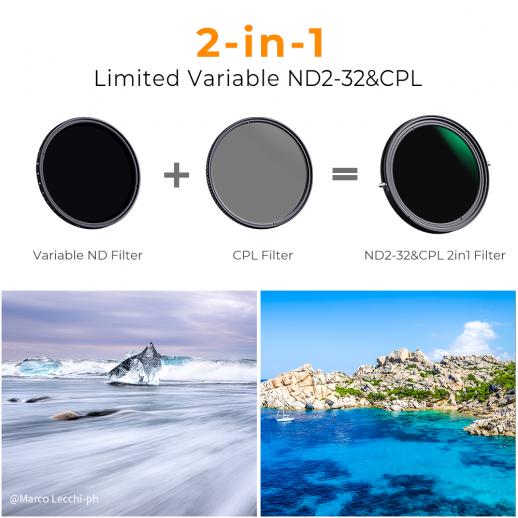 K&F Concept 77mm Ultra Slim Variable Adjustable Fader Neutral Density Filter MRC 18-Layer Coating Optical Glass Waterproof ND2 ND4 ND8 ND16 to ND32 Lens Filter NO Spot X Black X Issue
