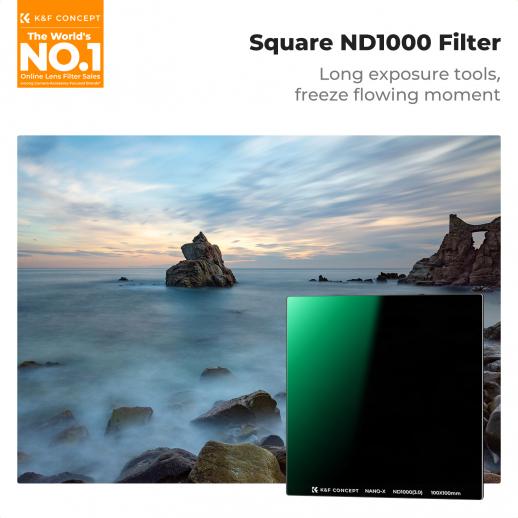 Filtre ND1000 Rectangulaire 100x100 Mm - 10 Stops - Compatible Système Cokin Z-Pro - HD Multicouche