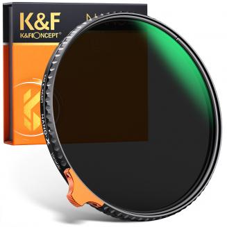 K&F Concept Filtre ND Variable 43mm Densité Neutre ND2-400 et Chiffon de Nettoyage en Kit pour Objectif Appareil Photo DSLR Caméras
