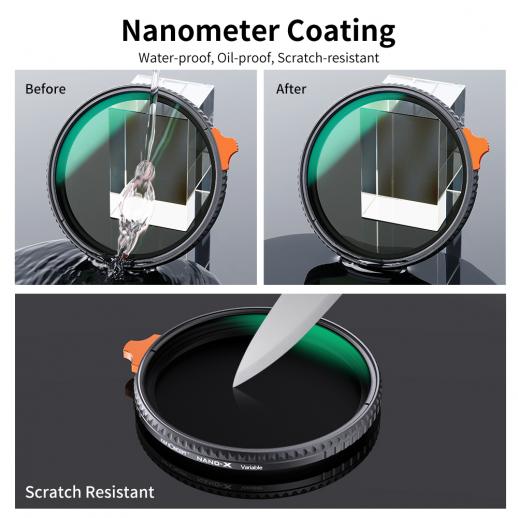 可変NDフィルター 67mm ND2-ND400 HD版レンズフィルター Nano-X 光学 