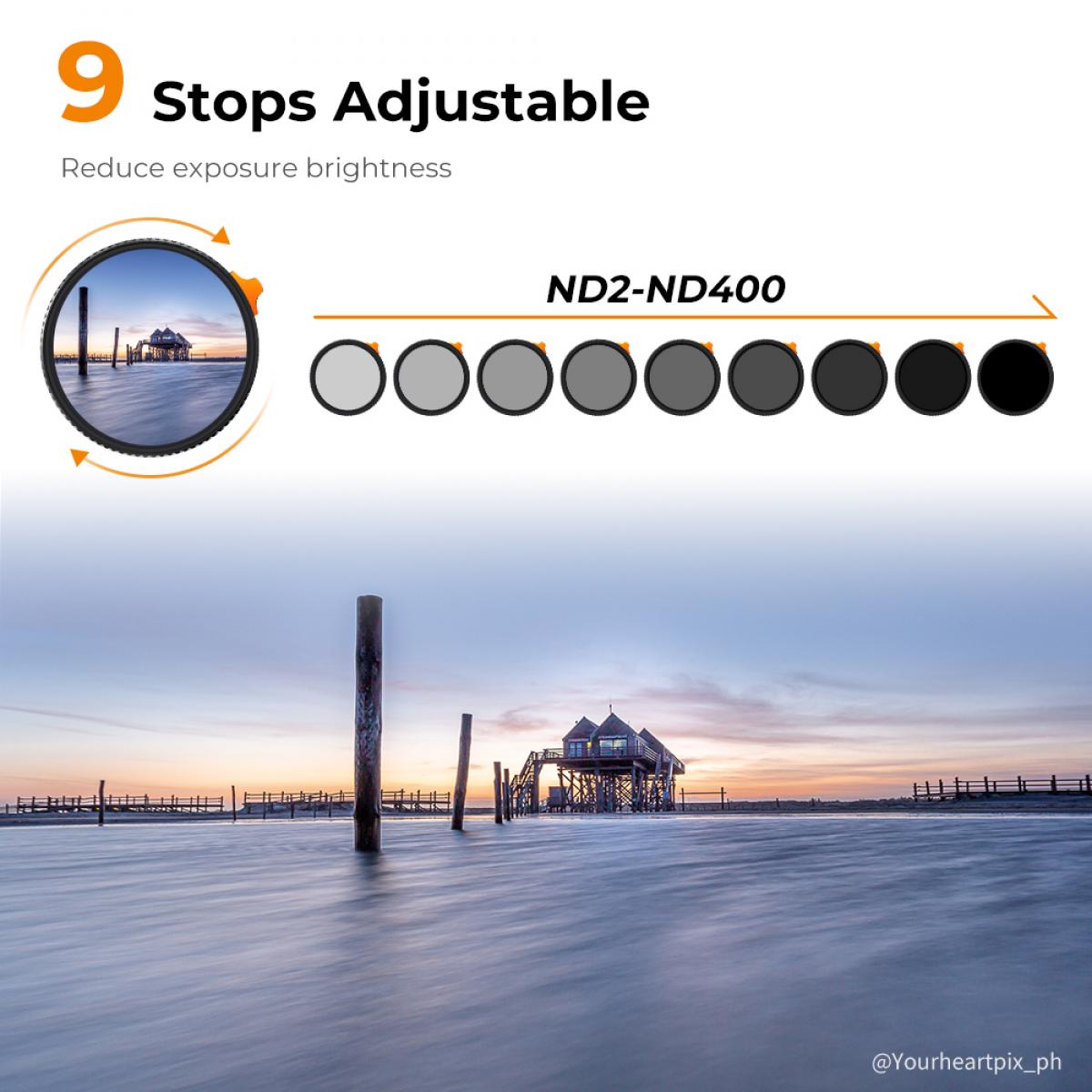 Nano-X 95mm Variable ND Filter ND2-ND400 - KENTFAITH