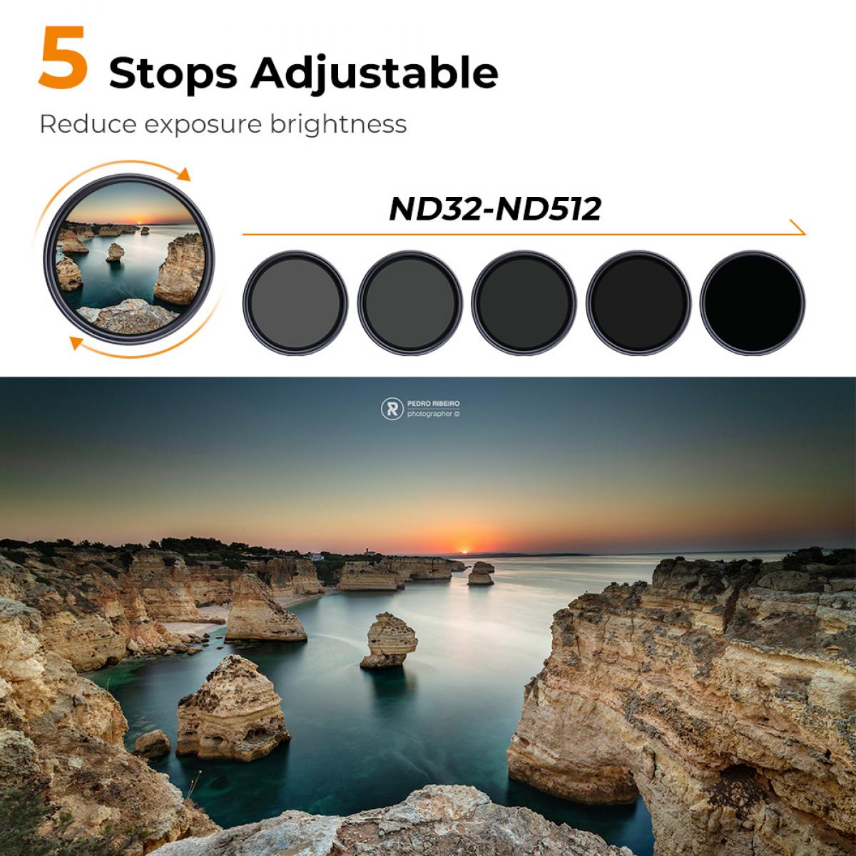 49mm Variable ND Filter ND32512 (59 Stops) Neutral Density Lens