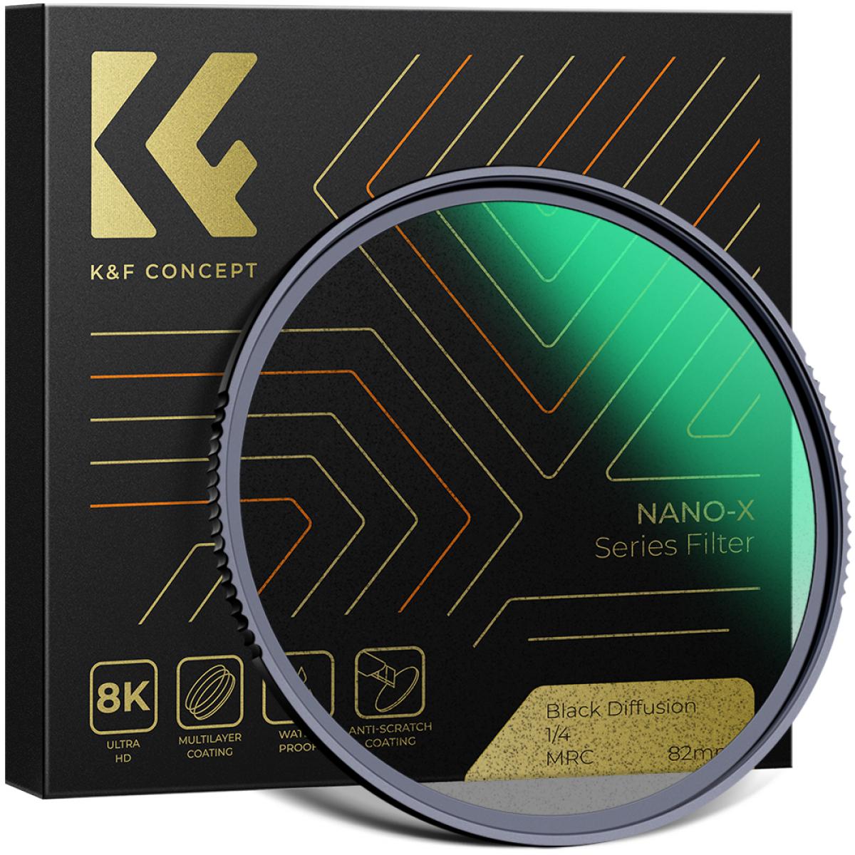 K&F Concept Black Mist 1/4 Filter 62mm Black Promist 1/4 Filter Effektfilter 