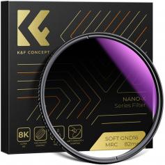 KF 52mm、Nano-X、光学ガラスソフトグラデーションGND8、超透明、防水性、耐傷性、減光性の青いフィルムでコーティング