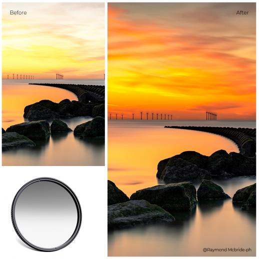 0.9 3 Stop Soft Graduated Neutral Density Filter with Waterproof/Scratch Resistant/Anti-reflectivity Blue Coating for Camera Lens K&F Concept 77mm HD Soft GND8 Lens Filter 