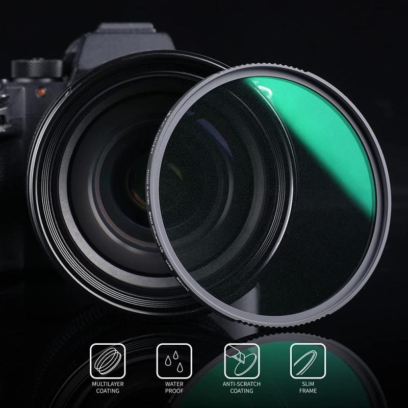 Graduated neutral density filter for balancing exposure in landscape photography.