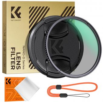 Filtro de lente polarizadora circular de 72 mm com tampa de filtro Vidro óptico Filtro CPL polarizador ultrafino com 24 revestimentos multicamadas para lentes de câmera Série Nano-Dazzle