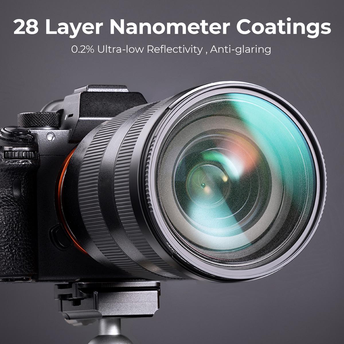 67mm Black mist filter 1/8 28 layers of anti-reflection green film waterproof and scratch-resistant with metal lens cover Nano-X series